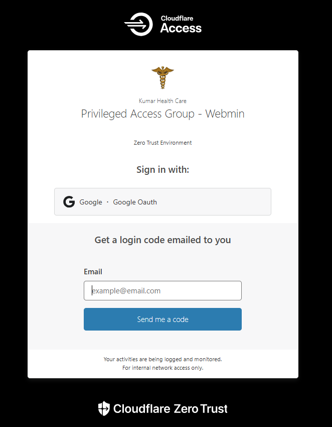 Zero Access User Access Authorization screen