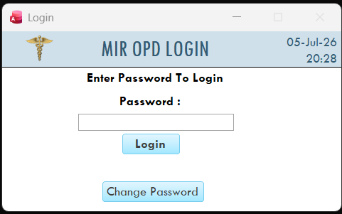 Departmental local database secure login screen