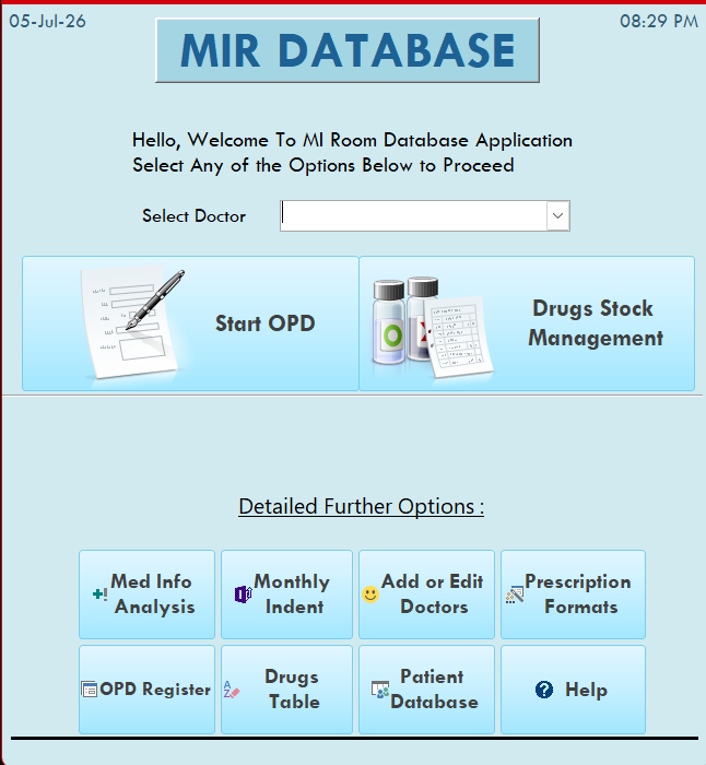 MI Room OPD Management Application