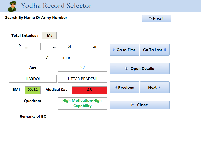 Patient record selection and search console